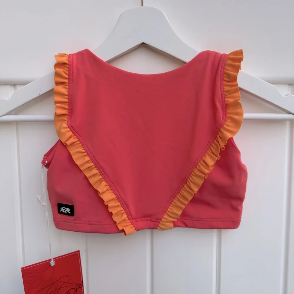 NWT Tiger Friday Dancewear Faye Reversible Crop Top Size CM Color Papaya - Picture 3 of 9